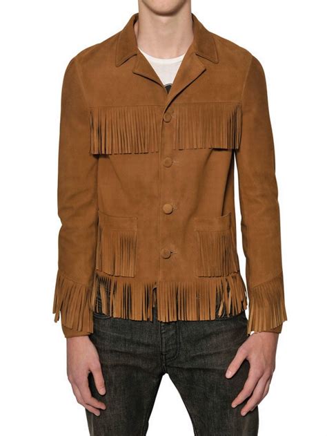 yves saint laurent leather jacket fringe|yves saint laurent jacket men.